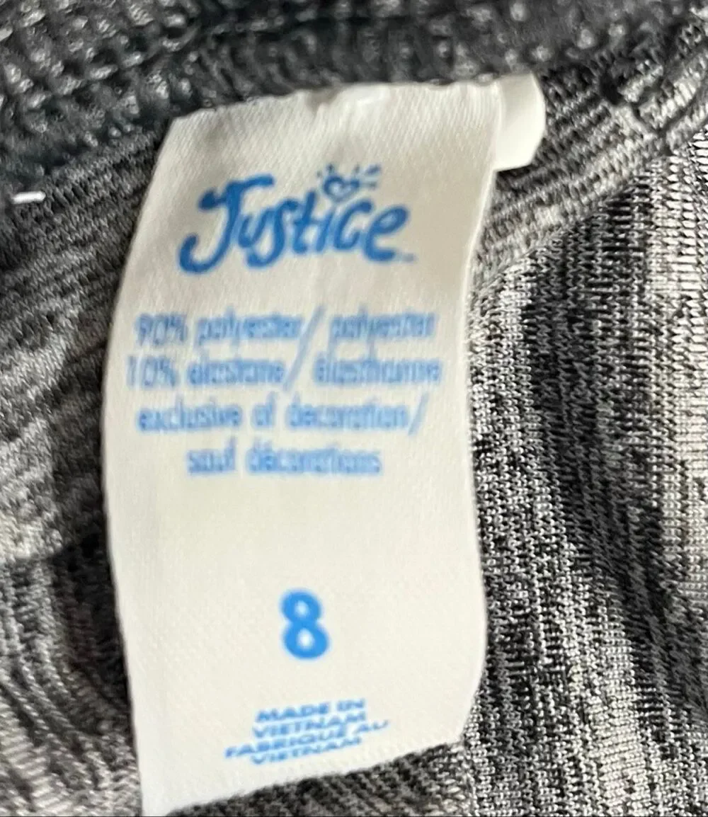 Justice Gray Heathered Dolphin Shorts   Size  8
